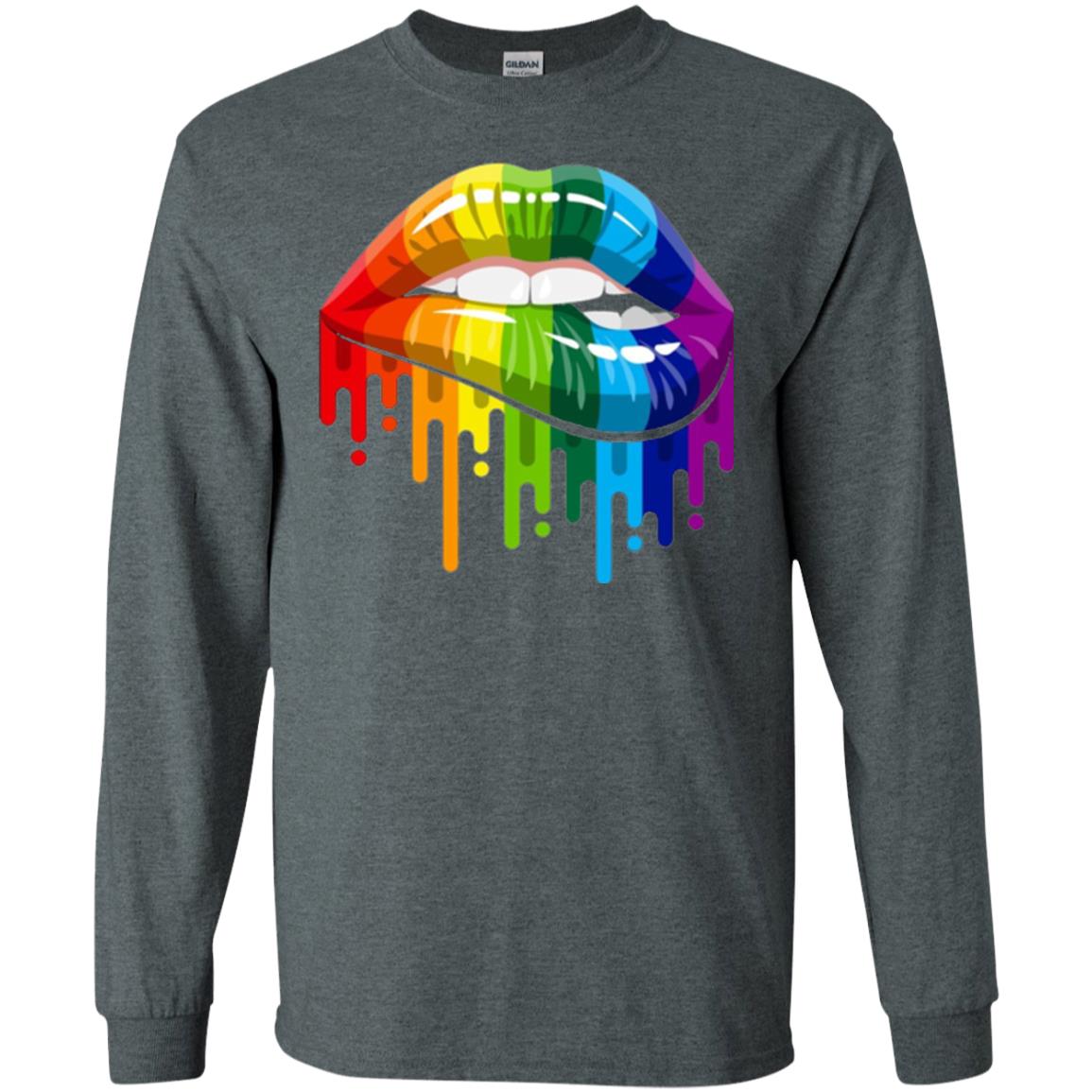 Rainbow Lips Pride Lgbt T-shirt Dark Heather