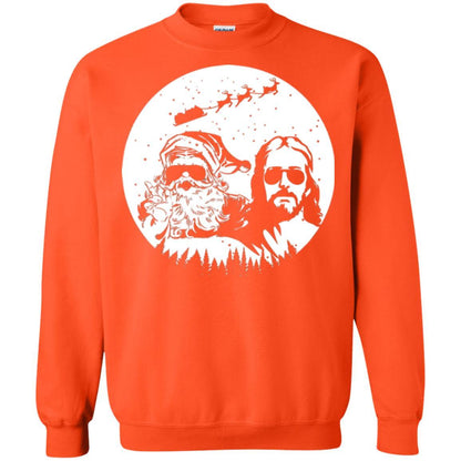 Christmas T-shirt Jesus And Santa Claus Orange