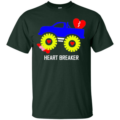 Heart Breaker Cute Blue Monster Truck Valentine_s Day T-shirt Forest Green