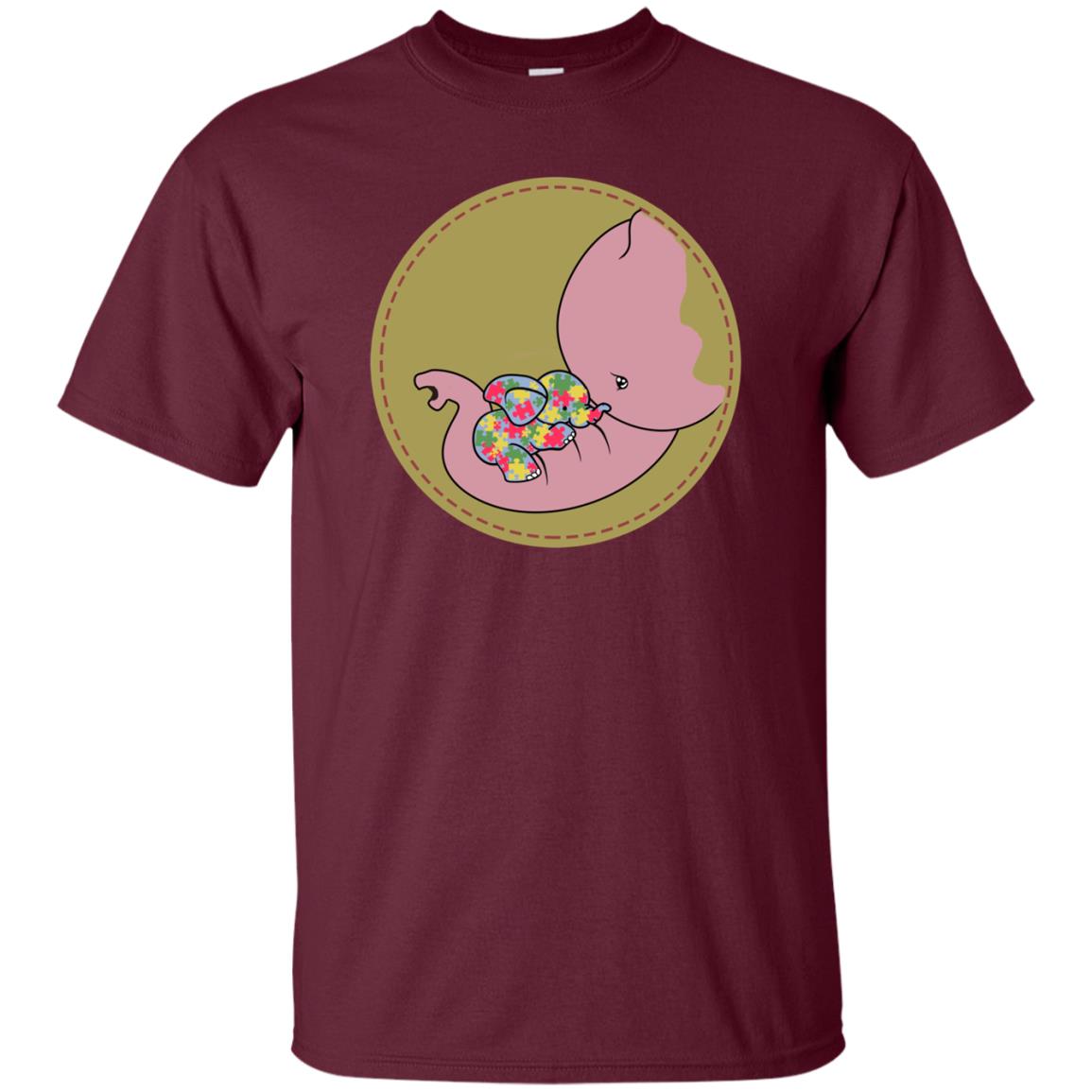 Elephant Mom And Baby Autism Awareness Shirt Maroon