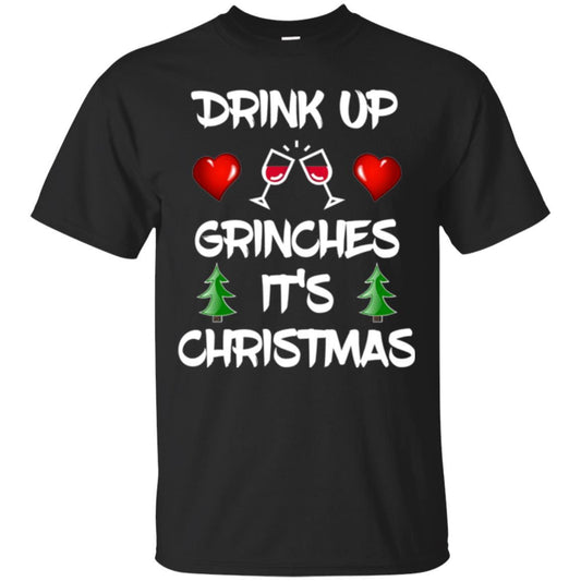 Wine Lover T-shirt Drink Up Grinches It's Christmas Black