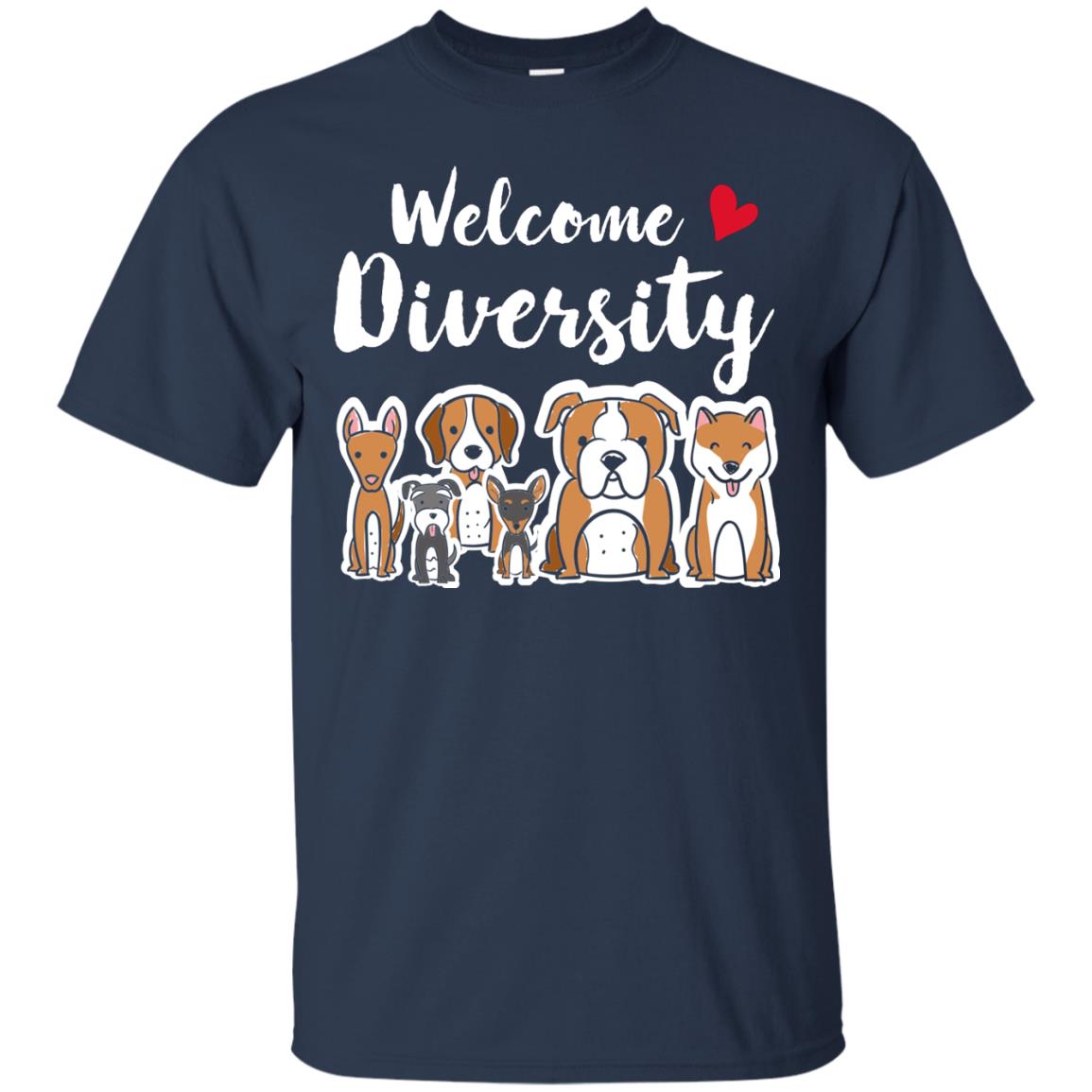 Dog Lover T-shirt Welcome Diversity Navy