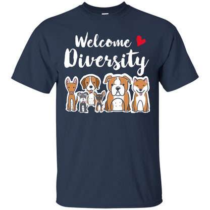 Dog Lover T-shirt Welcome Diversity Navy