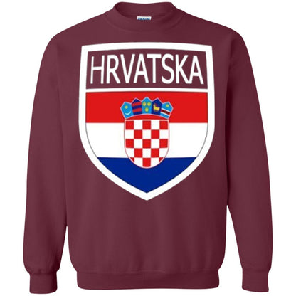 Croatia Shield T-shirt Hrvatska Patch Croatian Flag Badge Maroon