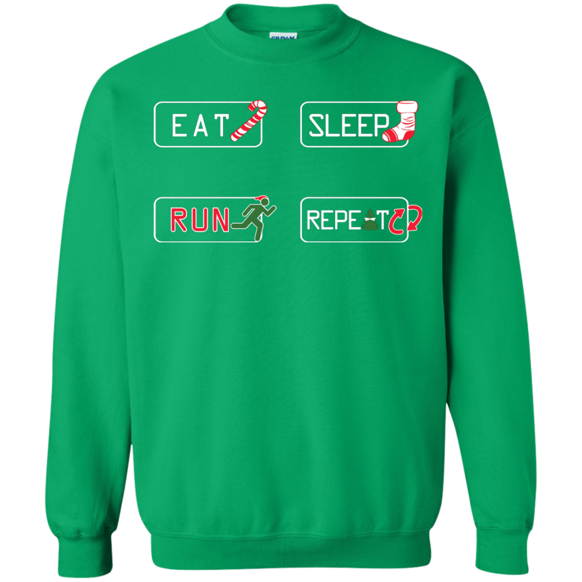 Christmas T-Shirt Eat Sleep Run Repeat Irish Green