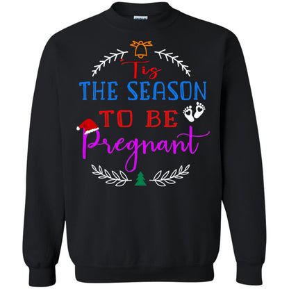 Tis Season To Be Pregnant Pregnancy Announcement Gift Shirt Black