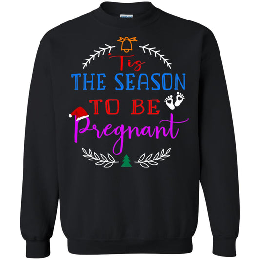 Tis Season To Be Pregnant Pregnancy Announcement Gift Shirt Black