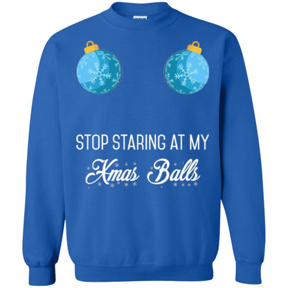 Christmas T-shirt Stop Staring At My Xmas Balls Royal