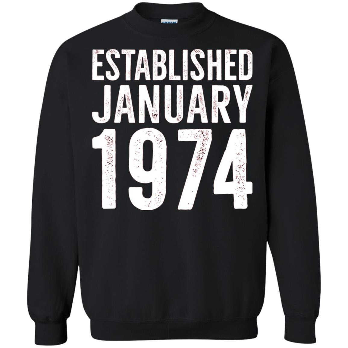 Established January 1974 43rd Birthday T-shirt Black