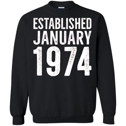 Established January 1974 43rd Birthday T-shirt Black