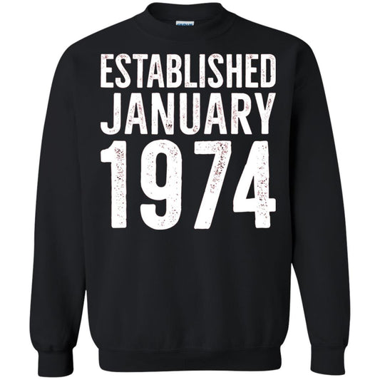 Established January 1974 43rd Birthday T-shirt Black