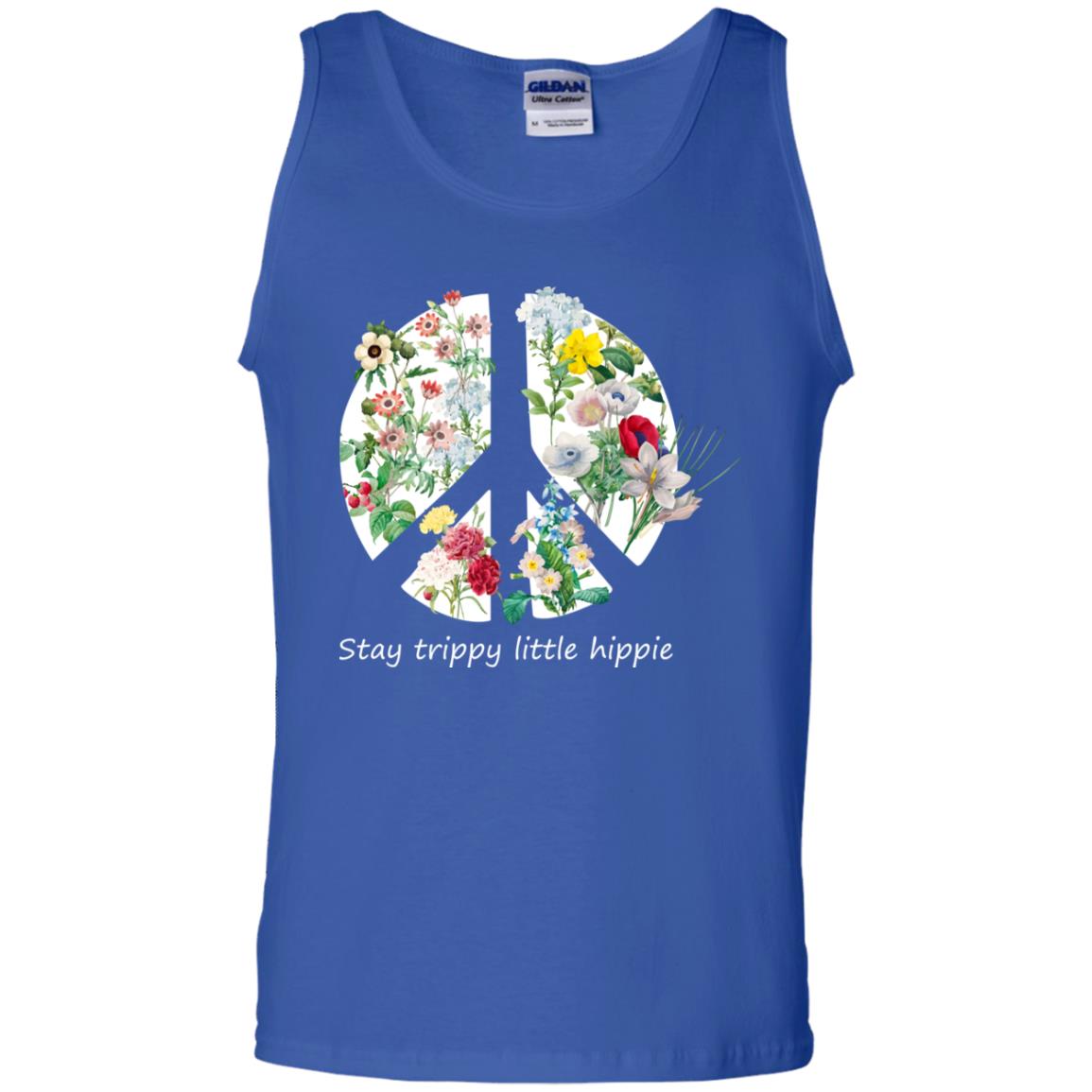 Stay Trippy Little Hippie Peace Sign Shirt Royal