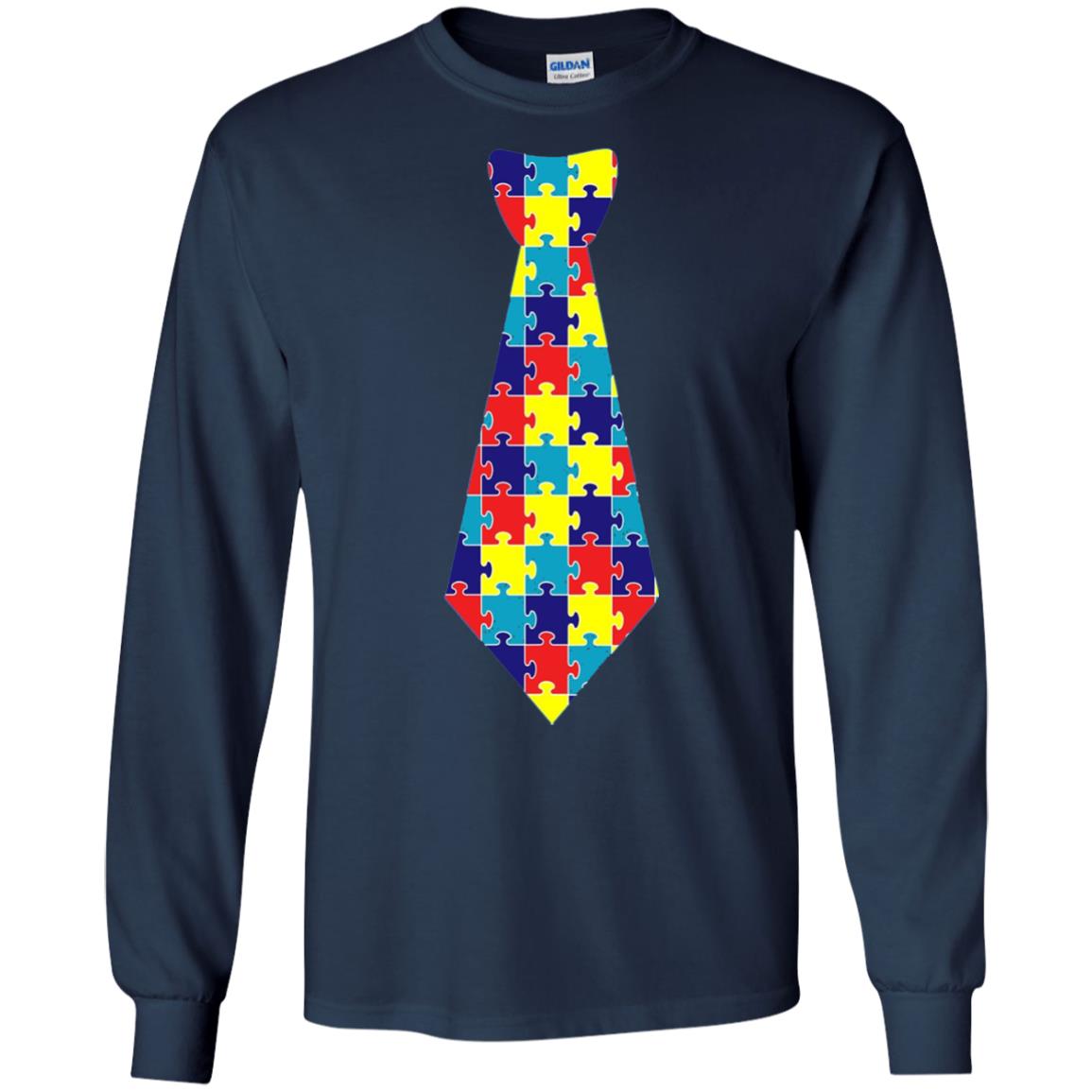 Autism Awareness T-shirt Puzzle Neck Tie 2018 Navy