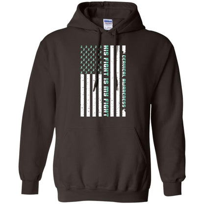 Cervical Awareness His Fight Is My Fight Teal White Stars Flag Of Usa Shirt Dark Chocolate