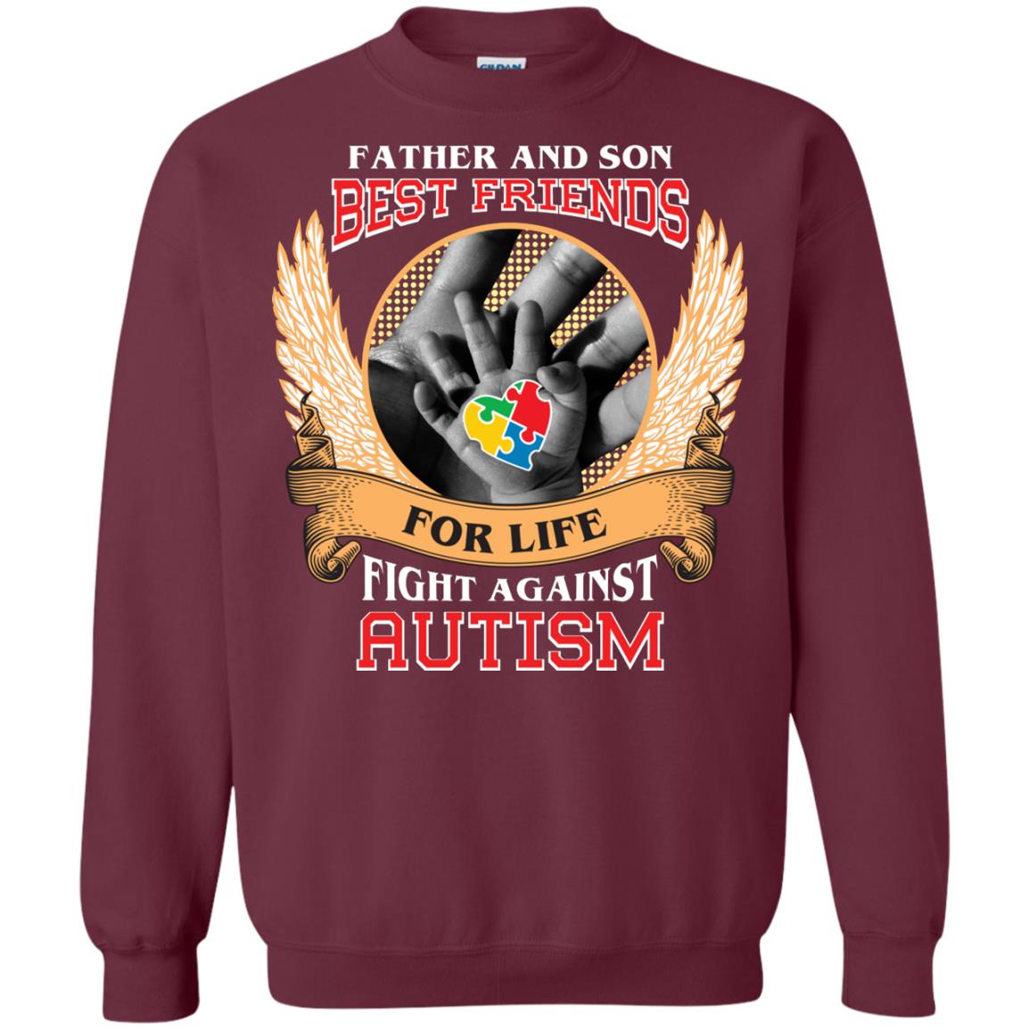 Autism Awareness T-shirt Father And Son Best Friends Maroon