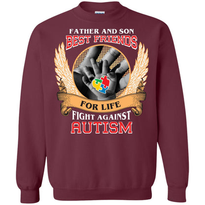 Autism Awareness T-shirt Father And Son Best Friends Maroon