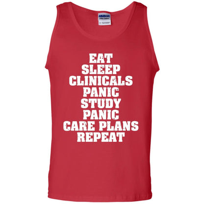 Funny Nursing Student T-shirt Eat Sleep Clinicals Panic Red
