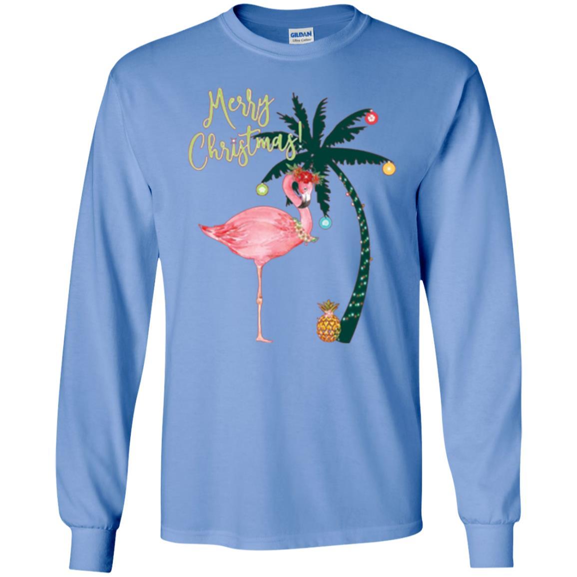 Christmas T-shirt Flamingo Merry Christmas Carolina Blue
