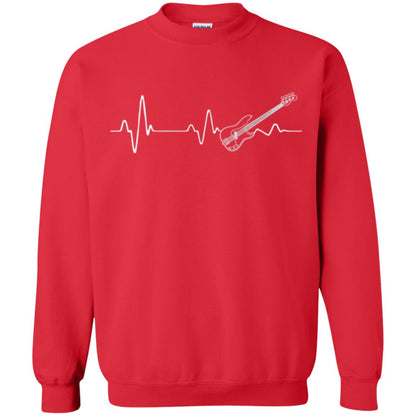 Bass Guitar Lovers T-shirt Heartbeat Red