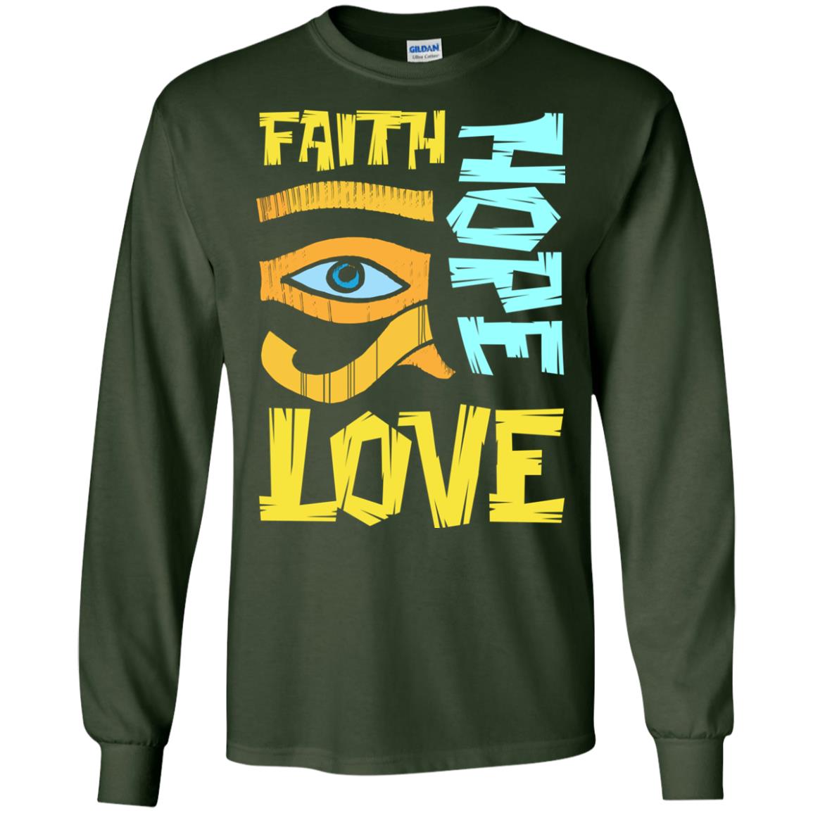Faith Hope Love Christian T-shirt Forest Green