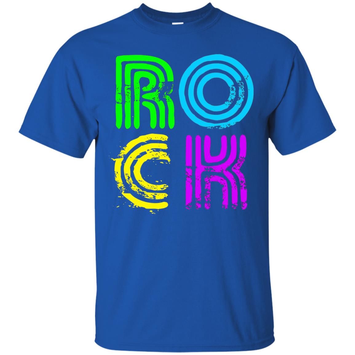Bright Neon Colours Rock 80_s Retro Theme T-shirt Royal