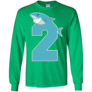 2nd Birthday Shark Party ShirtG240 Gildan LS Ultra Cotton T-Shirt