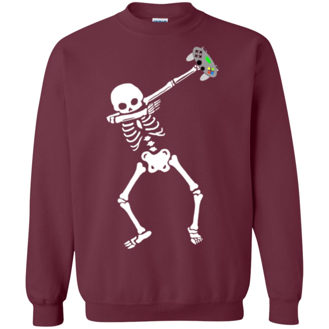 Gamer T-shirt Dabbing Skeleton Maroon
