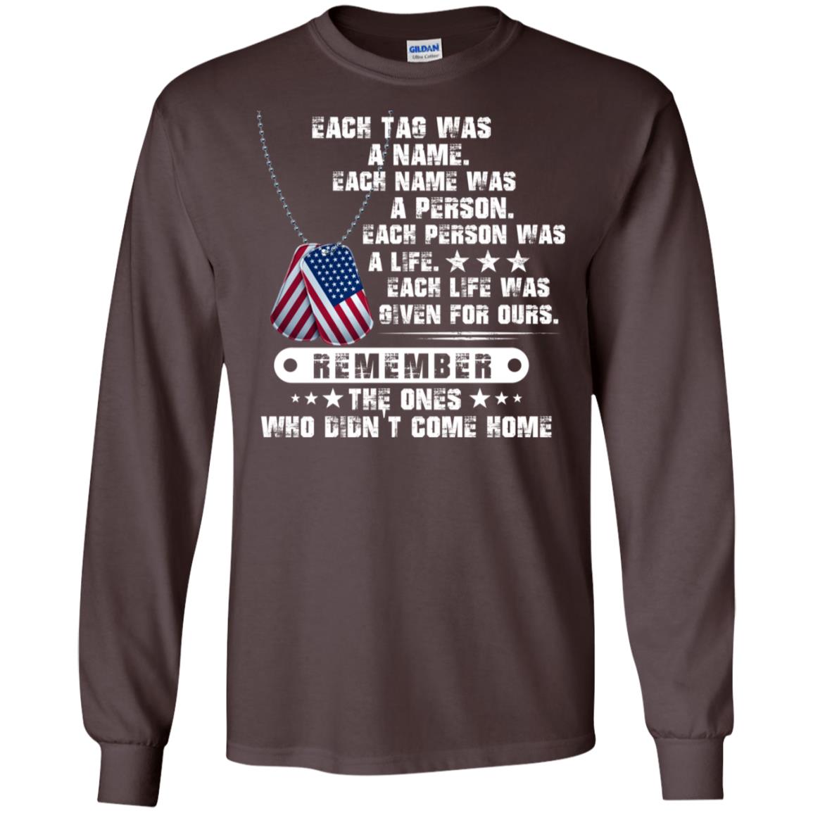 Each Tag Was A Name. Each Name Was A Person. Each Person Was A Life Shirt Dark Chocolate