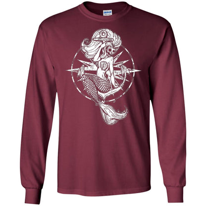 Mermaid Lover T-shirt Skull Mermaid Maroon