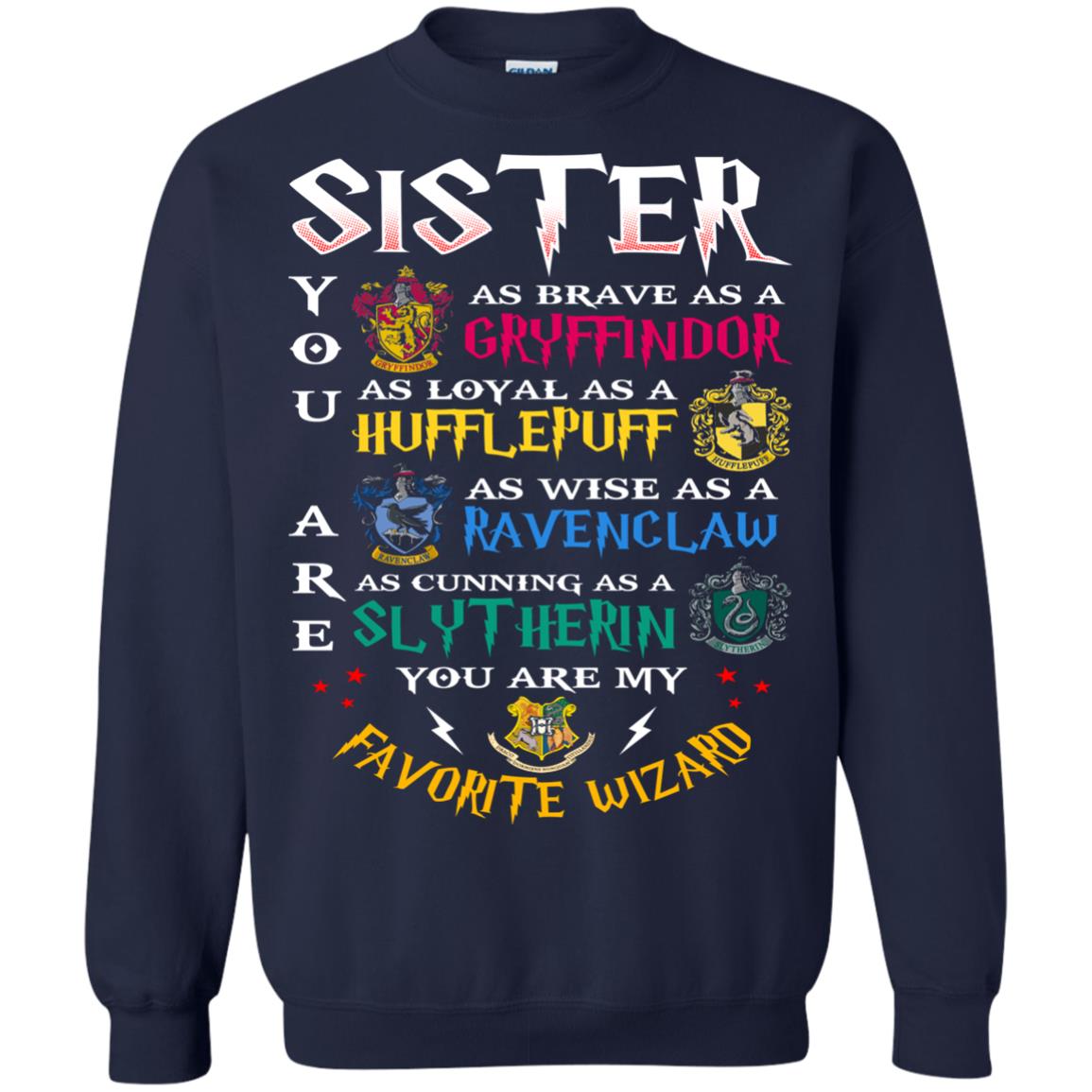 Sister My Favorite Wizard Harry Potter Fan T-shirt Navy
