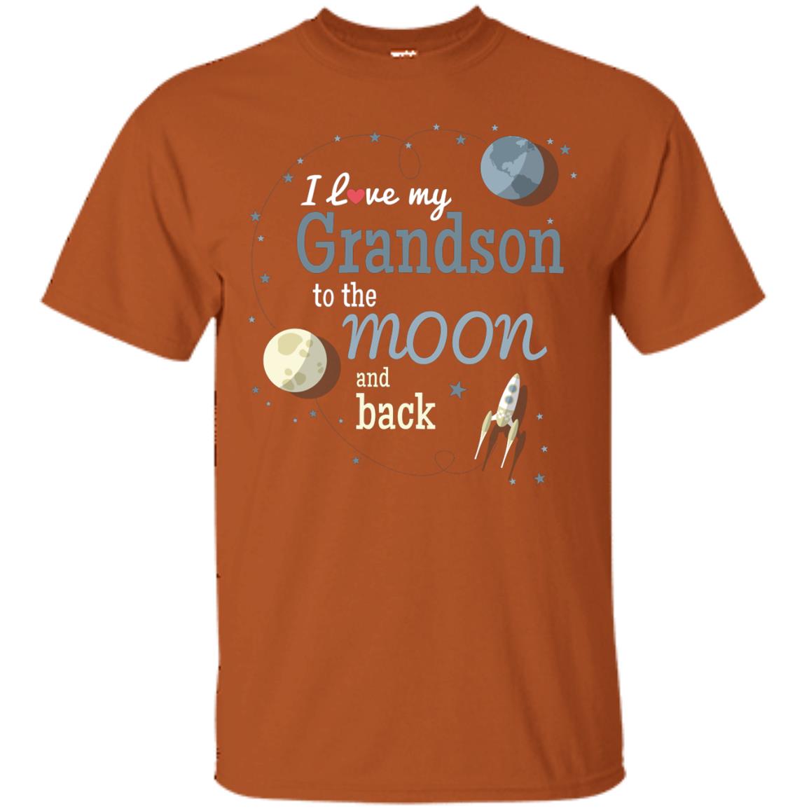 I Love My Grandson To The Moon And Back Grandparents Shirt Texas Orange