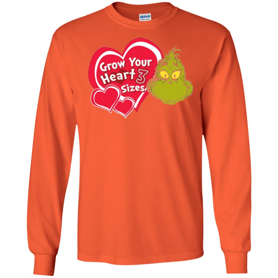 Dr. Seuss Grinch T-shirt Grow Your Heart 3 Sizes Orange