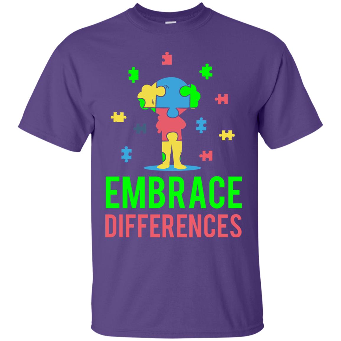 Autism Awareness T-shirt Embrace Differences Purple