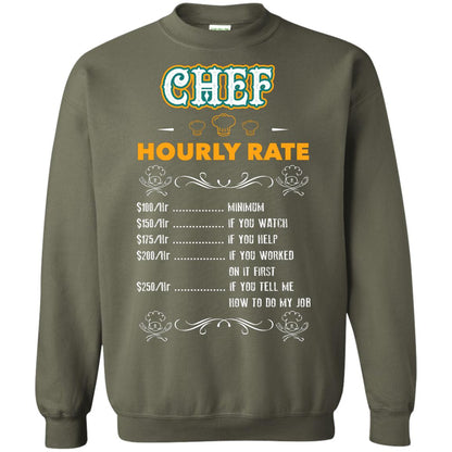 Chef Hourly Rate Cooking Cooker Gift Shirt Military Green