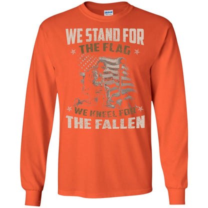 Veteran T-shirt We Stand For The Flag, We Kneel For The Fallen Orange