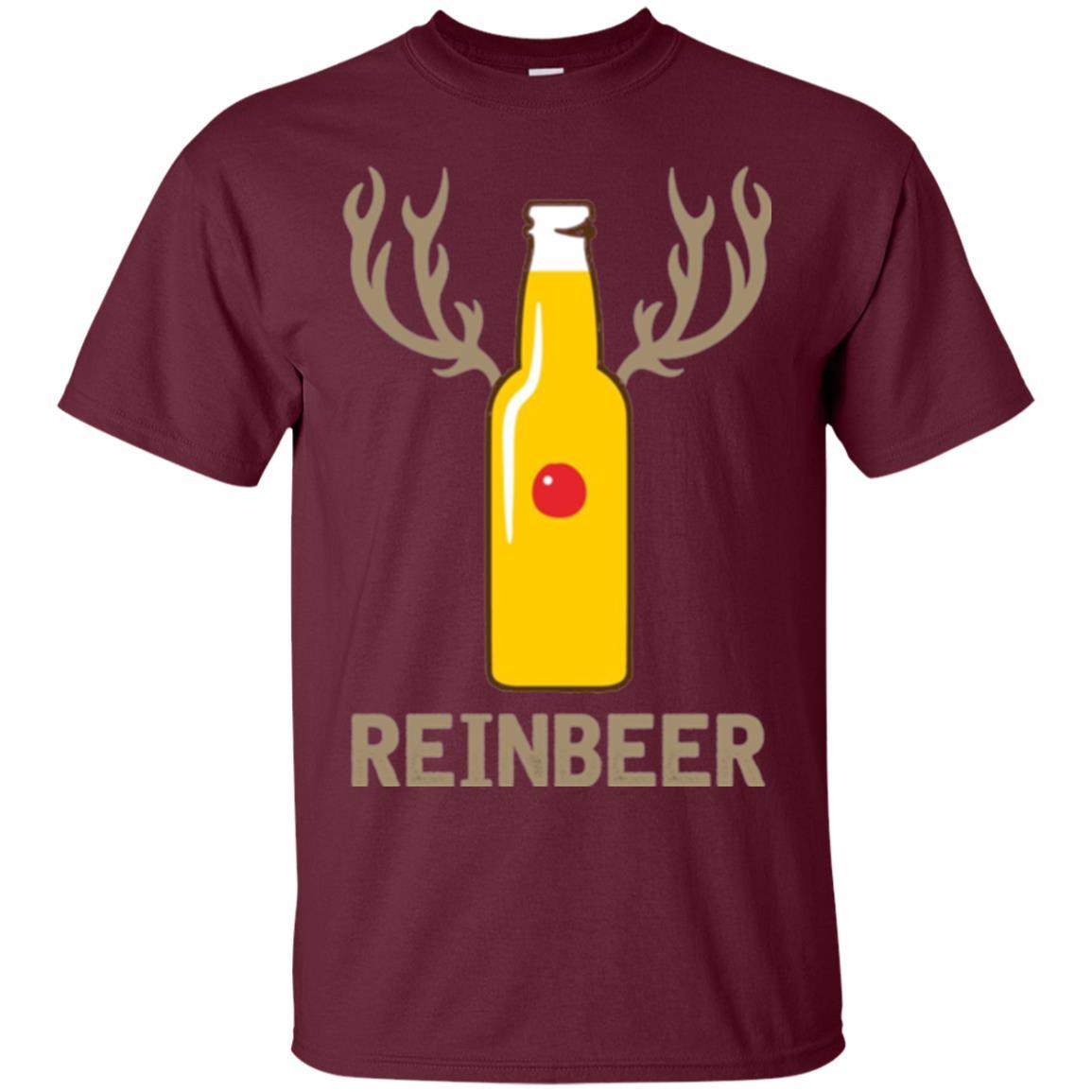 Christmas T-shirt Reinbeer Bottle Drinking Maroon
