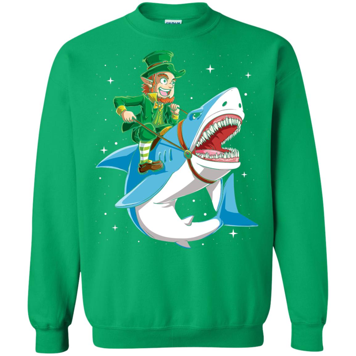 Leprechaun Riding Shark St Patricks Day T-shirt Irish Green