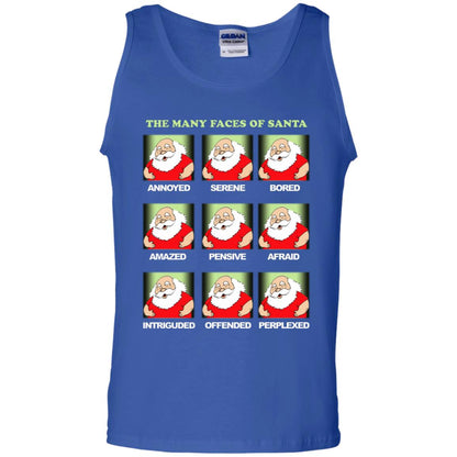 The Many Faces Of Santa Humor X-mas Gift Shirt Royal