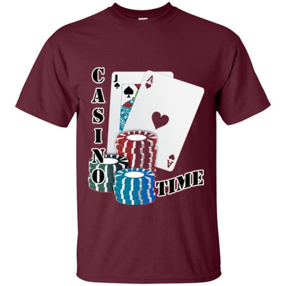 Fun Gambling T-shirt Casino Time Maroon