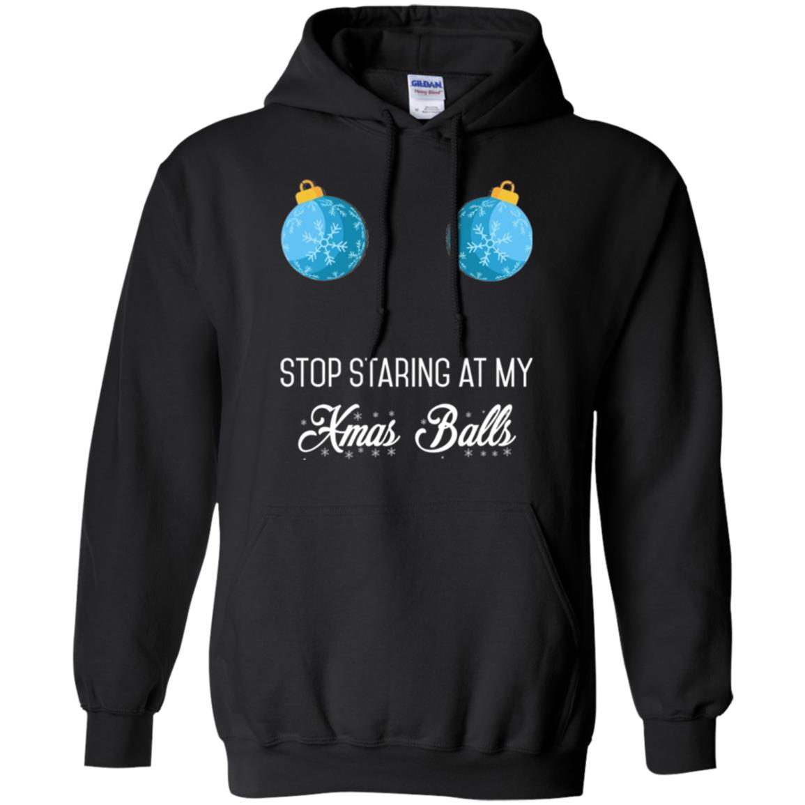 Christmas T-shirt Stop Staring At My Xmas Balls Black