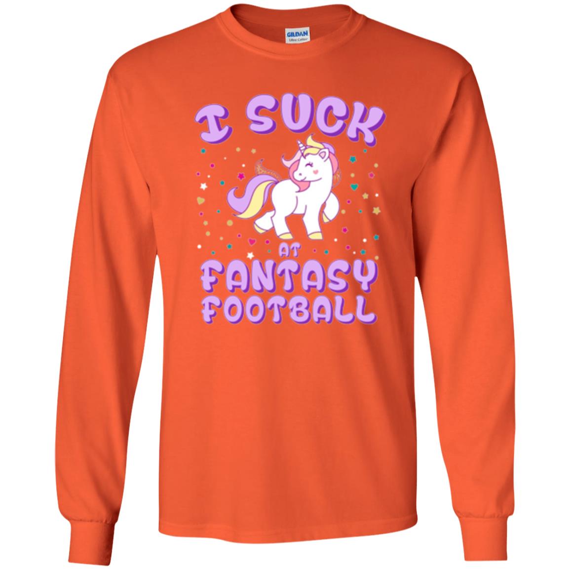 Unicorn Lovers T-shirt I Suck At Fantasy Football Orange