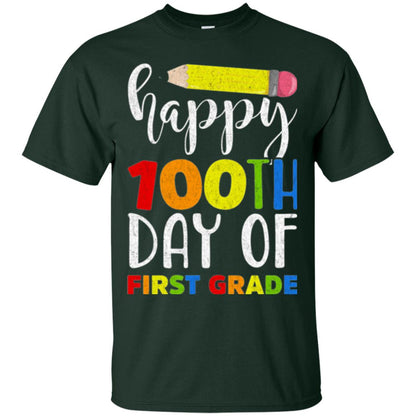 Children T-shirt Happy 100th Day Of First Grade Forest Green
