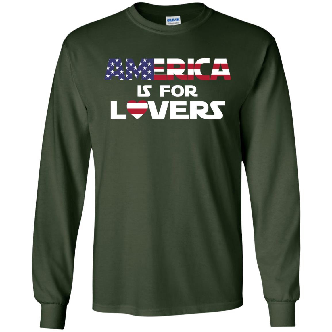 America Is For Lovers Flag Of United States Shirt Forest Green
