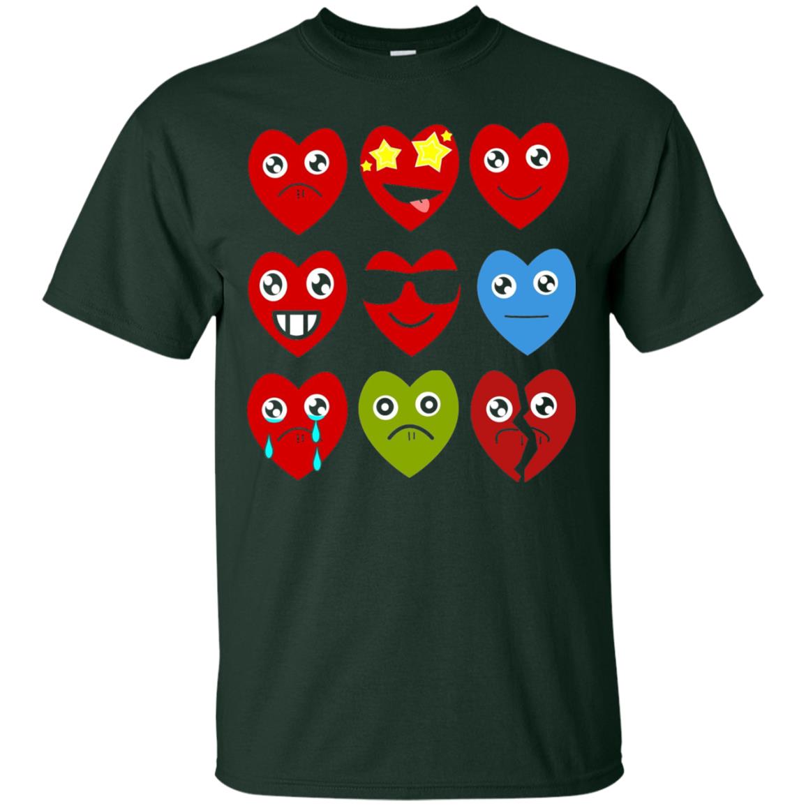 Valentine_s Day T-shirt Heart Emojis Forest Green