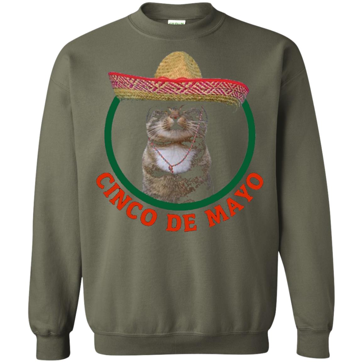 Cinco De Mayo Kitty Cat Funny Cute Meow Sombrero T-shirt Military Green