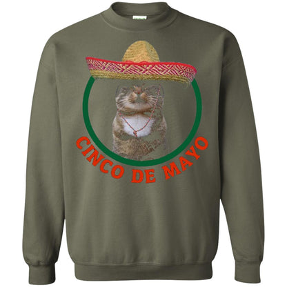 Cinco De Mayo Kitty Cat Funny Cute Meow Sombrero T-shirt Military Green
