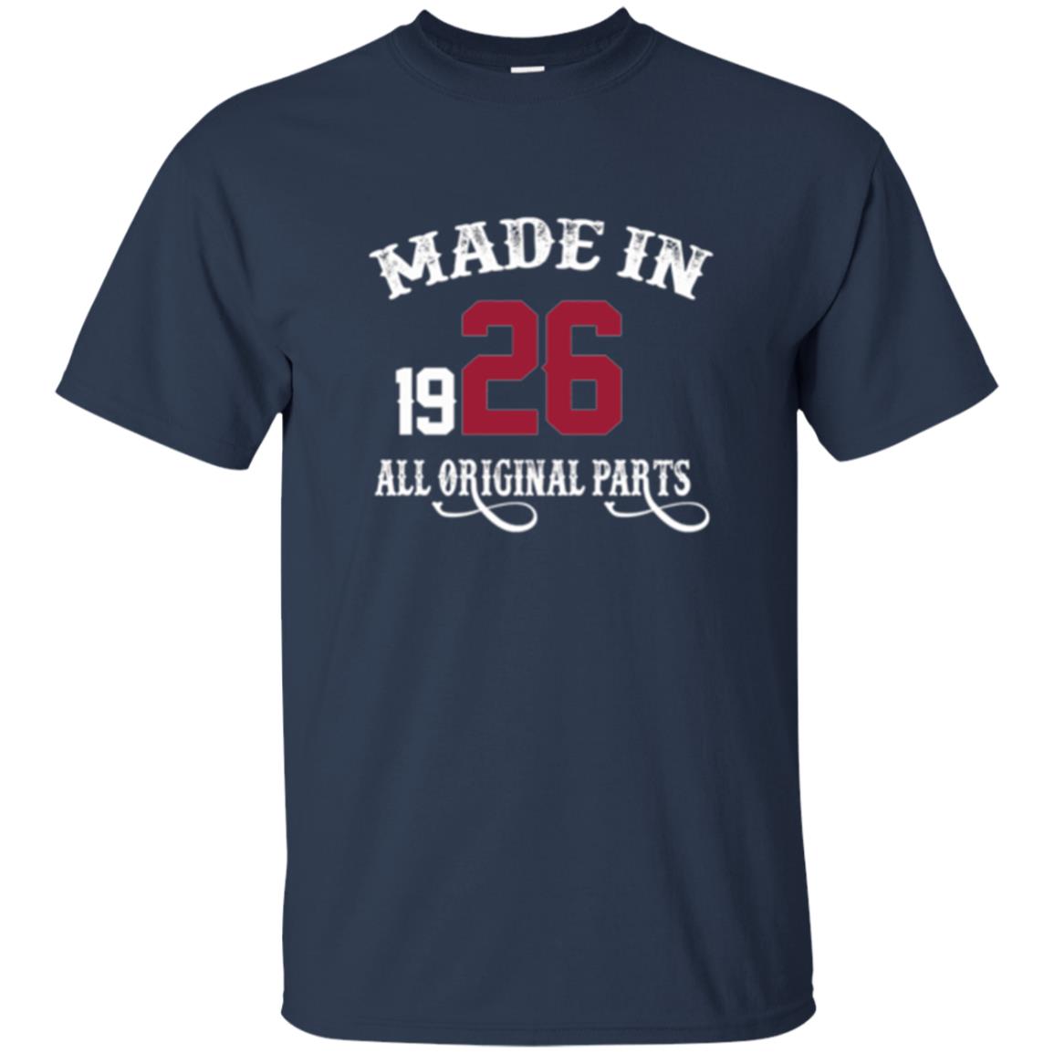 92nd Birthday T-shirt Made In 1926 All Original Parts Navy