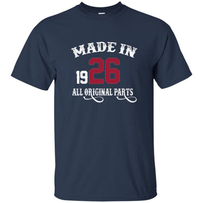 92nd Birthday T-shirt Made In 1926 All Original Parts Navy