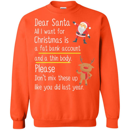 Christmas T-shirt Dear Santa All I Want For Christmas Orange