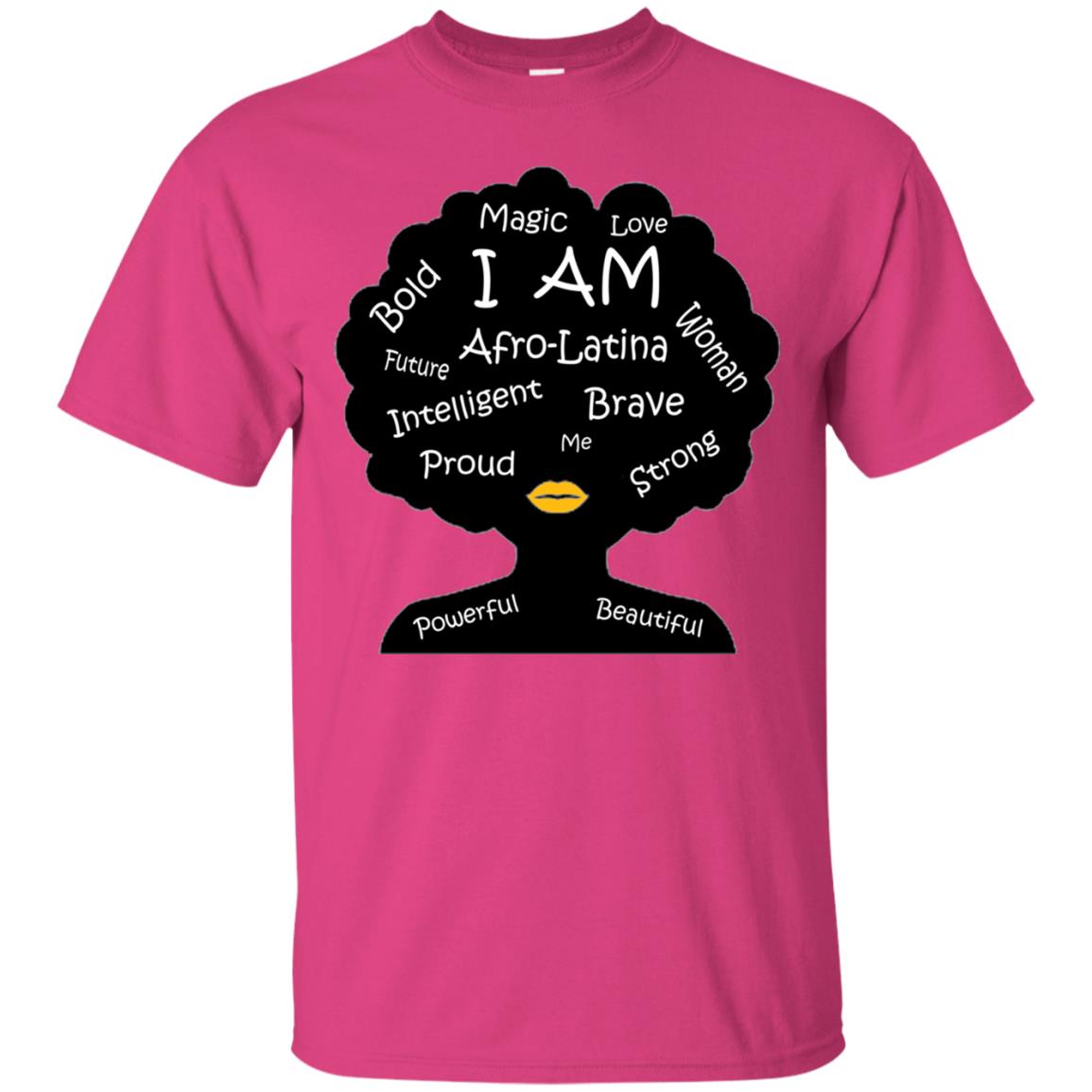 Unisex Bold Afro Latina Proud Black Spanish Culture T-shirt Heliconia